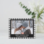 Cartes Pour Fêtes Annuelles Bison Plaid Black White Fall (Debout devant)