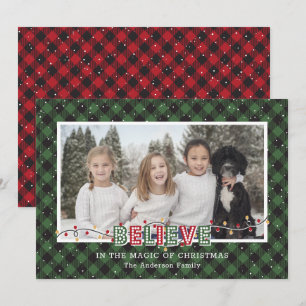 Cartes Pour Fêtes Annuelles Bison rouge vert Plaid Neige Croire Photo