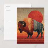 Cartes Pour Fêtes Annuelles Bison stylisé avec Motifs amérindiens (Devant / Derrière)