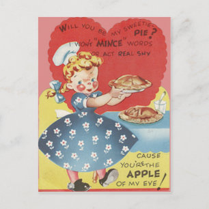 Cartes Pour Fêtes Annuelles Bizarre Drôle Mince Pomme Pie Witress Valentine