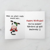Cartes Pour Fêtes Annuelles Bizarre vache Tu es 40 Noël Anniversaire (Intérieur)