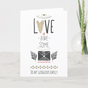 Cartes Pour Fêtes Annuelles Black and Gold Love Is Awesome Valentines