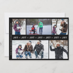 Cartes Pour Fêtes Annuelles Black and white Christmas JOY 5 photo collage