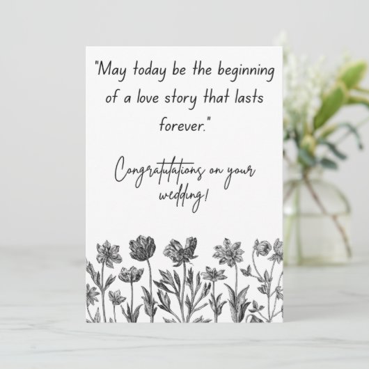 Cartes Pour Fêtes Annuelles Black and White Floral Wedding celebrating (Debout devant)