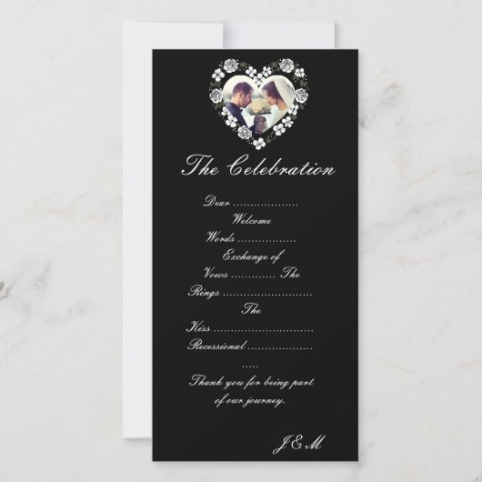 Cartes Pour Fêtes Annuelles Black and White Wedding Program & Celebration Itin (Devant)