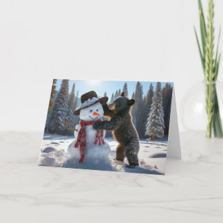 CARTES POUR FÊTES ANNUELLES BLACK BEAR HIVER - BEAUCOUP SNOWMAN