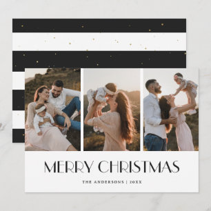 Cartes Pour Fêtes Annuelles Black Black White Gold Photo Collage Noël