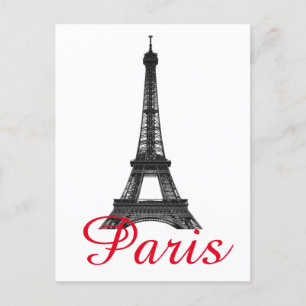 Cartes Pour Fêtes Annuelles Black Blanc Tour Eiffel Paris Love City Travel
