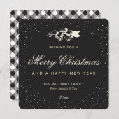 Cartes Pour Fêtes Annuelles Black Buffalo Plaid Neige Classique Élégant (Devant / Derrière)