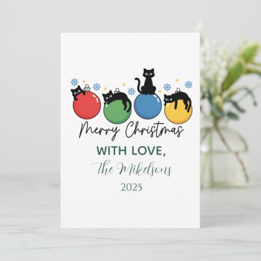 Cartes Pour Fêtes Annuelles Black Cat Christmas (Debout devant)