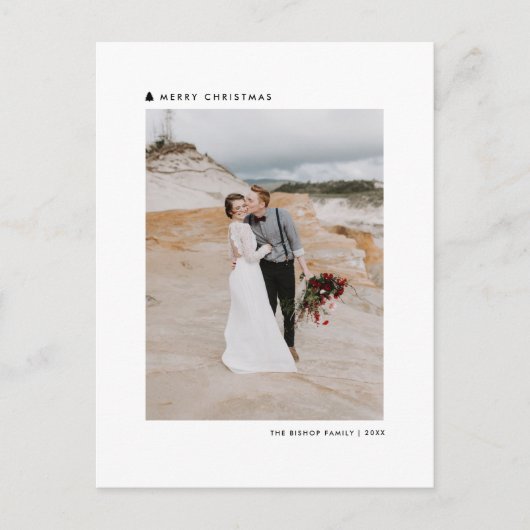 Cartes Pour Fêtes Annuelles Black Christmas Tree Modern Joyeux Noël Photo (Devant)