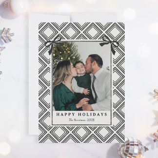 Cartes Pour Fêtes Annuelles Black Diamond Pattern Holiday Card with Photo