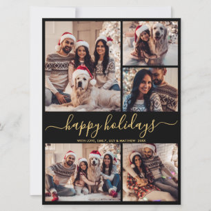 Cartes Pour Fêtes Annuelles Black Gold 5 Photo Joyeuses fêtes Noël