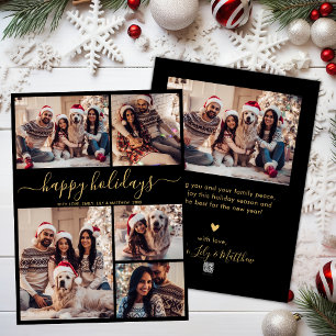 Cartes Pour Fêtes Annuelles Black Gold 5 Photo Joyeuses fêtes Noël