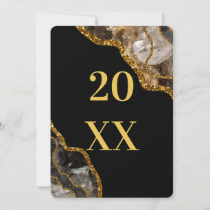 Cartes Pour Fêtes Annuelles Black & Gold Agate Géode Parties scintillant Nouve
