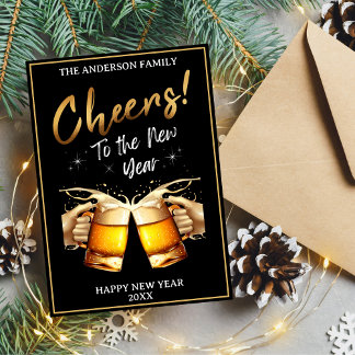 Cartes Pour Fêtes Annuelles Black & Gold encourage au Nouvel An Eve 2024 Photo