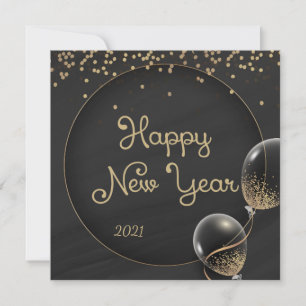 Cartes Pour Fêtes Annuelles Black Gold Happy New Year 2021