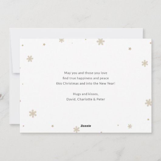 Cartes Pour Fêtes Annuelles Black Gold Holly Snowflakes Photo Noël (Dos)