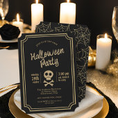 Cartes Pour Fêtes Annuelles Black & Gold Parties scintillant Spiderweb Hallowe