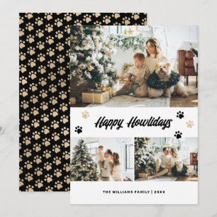 Cartes Pour Fêtes Annuelles Black Gold Paws Photo Happy Howlidays