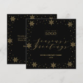 Cartes Pour Fêtes Annuelles Black & Gold Snowflake Logo de Noël (Devant / Derrière)
