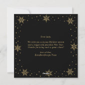 Cartes Pour Fêtes Annuelles Black & Gold Snowflake Logo de Noël (Dos)