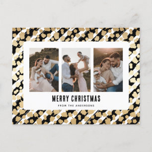 Cartes Pour Fêtes Annuelles Black Gold Stars 3 Photo Joyeux Noël