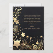 Cartes Pour Fêtes Annuelles Black Gold stylish Festive Joyeux Noël (Dos)