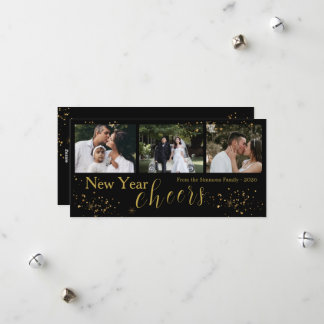 Cartes Pour Fêtes Annuelles Black Gold Trendy New Year Cheers Photo 