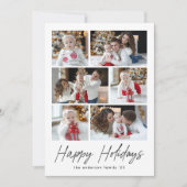 Cartes Pour Fêtes Annuelles Black Happy Holidays Script 6 Photo Collage (Devant)