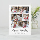 Cartes Pour Fêtes Annuelles Black Happy Holidays Script 6 Photo Collage (Debout devant)