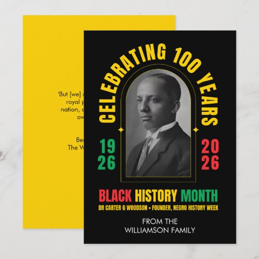 Cartes Pour Fêtes Annuelles BLACK HISTORY MONTH CENTENNIAL 100 Years BHM (Devant / Derrière)