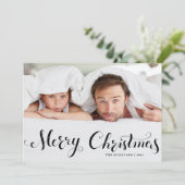 Cartes Pour Fêtes Annuelles Black Joyeux Noël Whimsical Script Photo (Debout devant)