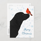 Cartes Pour Fêtes Annuelles Black Lab Cardinal de Noël - adorable chien du Lab (Devant / Derrière)