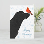 Cartes Pour Fêtes Annuelles Black Lab Christmas Cardinal - Labrador mignon chi (Debout devant)