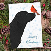 Cartes Pour Fêtes Annuelles Black Lab Christmas Cardinal - Labrador mignon chi