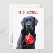 Cartes Pour Fêtes Annuelles Black Lab Joyeux Noël - adorable chien du Labrador (Devant / Derrière)