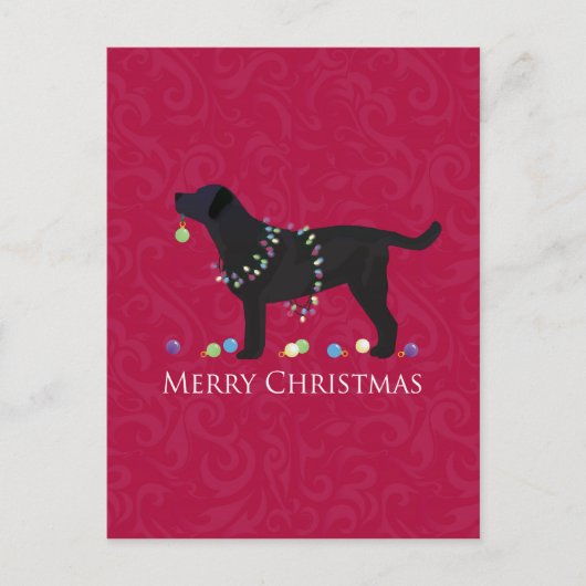 Cartes Pour Fêtes Annuelles Black Lab Joyeux Noël Design (Devant)