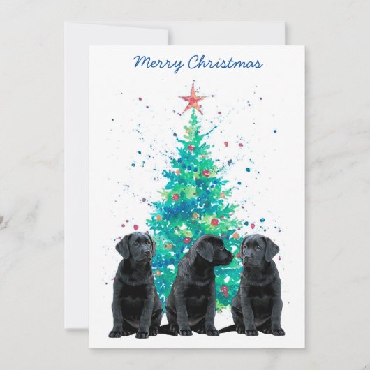 Cartes Pour Fêtes Annuelles Black Lab Joyeux Noël Labrador mignon Chien Chien (Devant)