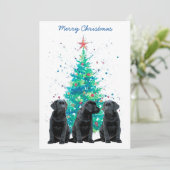 Cartes Pour Fêtes Annuelles Black Lab Joyeux Noël Labrador mignon Chien Chien  (Debout devant)