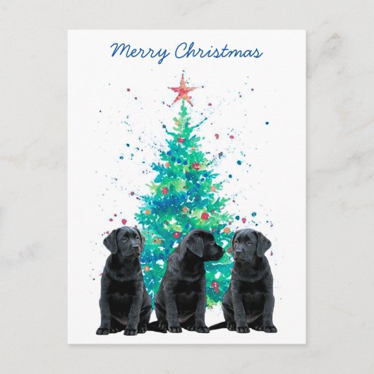 Cartes Pour Fêtes Annuelles Black Lab Joyeux Noël Labrador mignon Chien Chien (Devant)