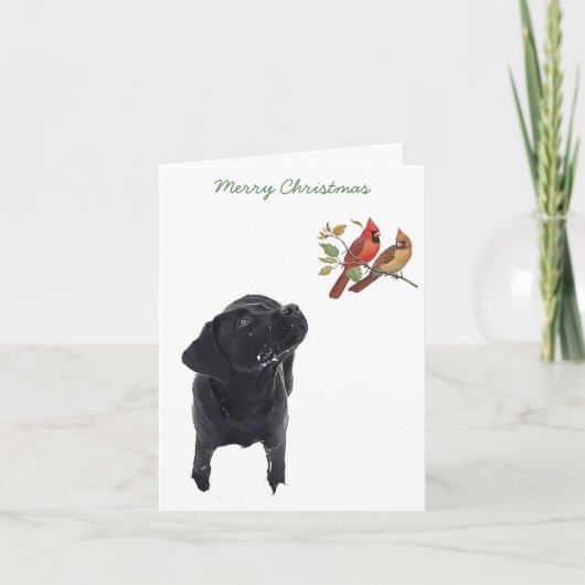 Cartes Pour Fêtes Annuelles Black Lab Joyeux Noël mignon Chien Chien Chiot Lab (Devant)