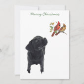 Cartes Pour Fêtes Annuelles Black Lab Joyeux Noël mignonne Chien Oiseau Labrad (Devant)