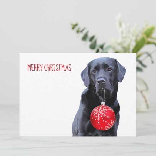Cartes Pour Fêtes Annuelles Black Lab Noël - Joli Noir Puppy Lab (Debout devant)
