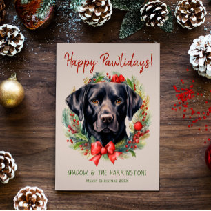 Cartes Pour Fêtes Annuelles Black Labrador Chien Noël Joyeux Pawlidays