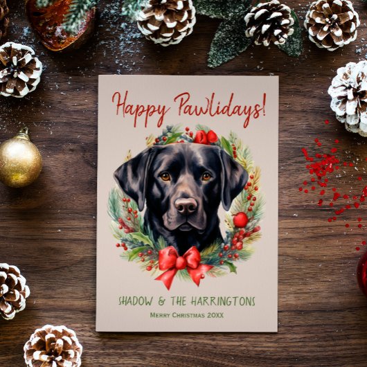 Cartes Pour Fêtes Annuelles Black Labrador Chien Noël Joyeux Pawlidays