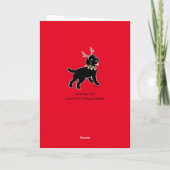 Cartes Pour Fêtes Annuelles Black Labrador Christmas Antlers (Dos)