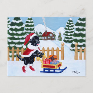 Cartes Pour Fêtes Annuelles Black Labrador Christmas Santa