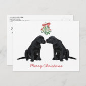 Cartes Pour Fêtes Annuelles Black Labrador Mistletoe mignon Chien Chien Chien  (Devant / Derrière)