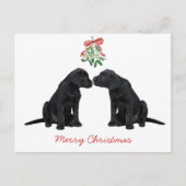 Cartes Pour Fêtes Annuelles Black Labrador Mistletoe mignon Chien Chien Chien  (Devant)